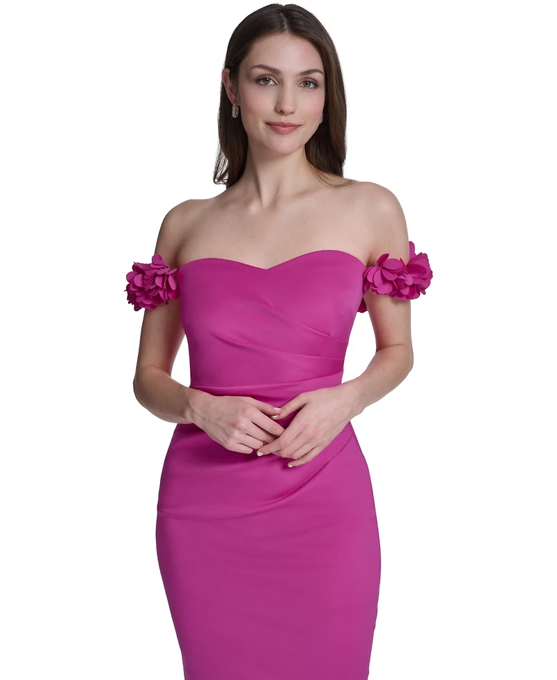 Eliza J Women's Strapless Floral-Sleeve Mermaid Dress