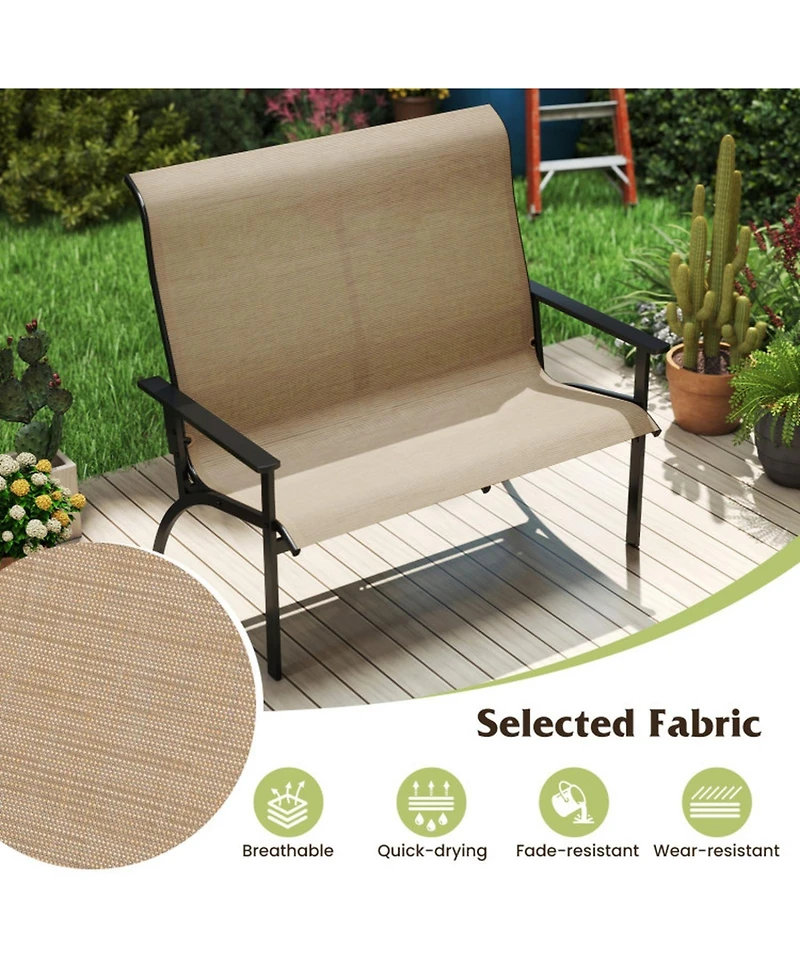 Sugift 2-Person Patio Bench with High Back and Armrests