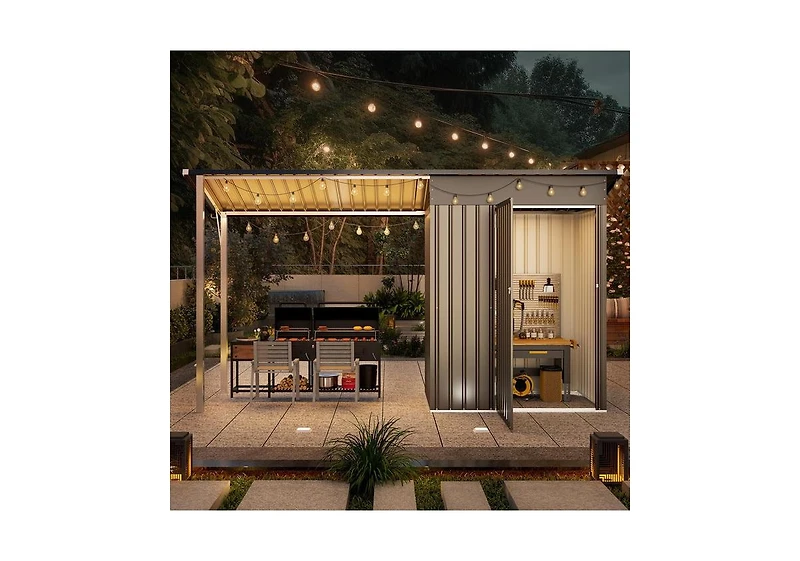 Aecojoy Outdoor Open-Sided Storage Shed Metal Shed