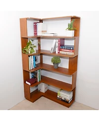 Streamdale Furniture 90cm L-Shape 5-Tier Corner Bookshelf with Anti-Tip