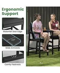 Sugift 2-Seat All-Weather Adirondack Chair with Double Connecting Tray