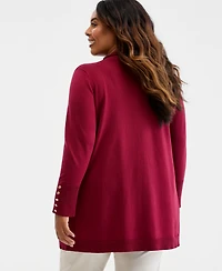 Jm Collection Plus Open-Front Long-Sleeve Cardigan, Exclusively at Macy's