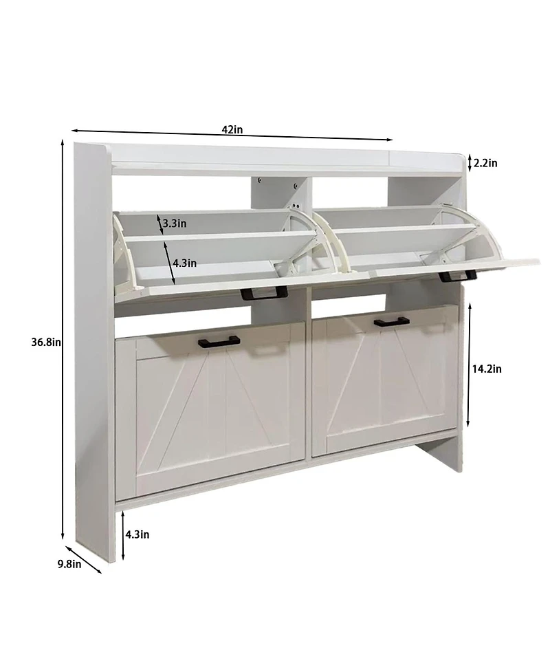 Streamdale Furniture Modern Entryway Shoe Cabinet with 4 Flip Drawers