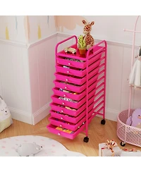 Gouun 10-Drawer Narrow Rolling Organizer Cart with Universal Casters