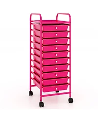 Gouun 10-Drawer Narrow Rolling Organizer Cart with Universal Casters