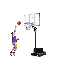 Kuyotq 4.9-10 Feet Adjustable Basketball Hoop with Shatterproof Backboard