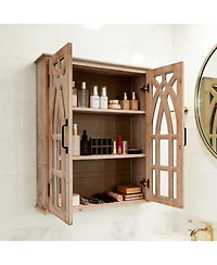 Streamdale Furniture Rustic Wood Wall Cabinet with Cutout Doors