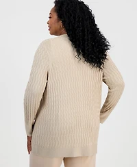 Jm Collection Plus Metallic-Threaded Textured Cardigan, Macy's Exclusive