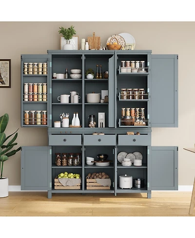 Streamdale Furniture Farmhouse Kitchen Pantry Cabinet with Storage and Drawers