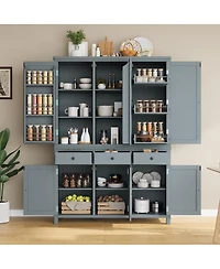 Streamdale Furniture Farmhouse Kitchen Pantry Cabinet with Storage and Drawers