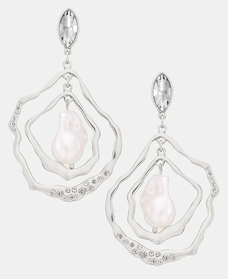 I.n.c. International Concepts Pave & Imitation Pearl Orbital Drop Earrings, Macy's Exclusive