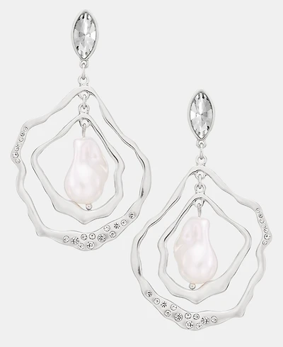 I.n.c. International Concepts Pave & Imitation Pearl Orbital Drop Earrings, Macy's Exclusive