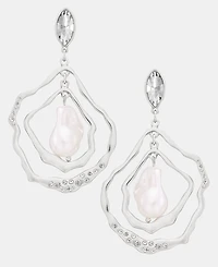 I.n.c. International Concepts Pave & Imitation Pearl Orbital Drop Earrings, Macy's Exclusive