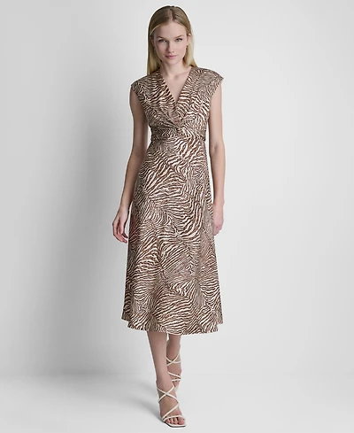 Dkny Women's V-Neck Knot Front Midi Dress