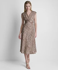 Dkny Women's V-Neck Knot Front Midi Dress