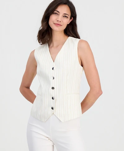 T Tahari Women's Sleeveless Button-Front Vest
