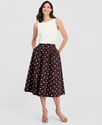 T Tahari Women's Printed Pull-On Midi Skirt