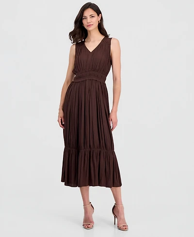 T Tahari Women's V-Neck Sleeveless Fit & Flare Dress