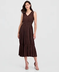 T Tahari Women's V-Neck Sleeveless Fit & Flare Dress