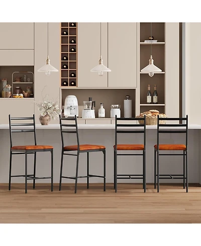 gaomon Bar Stools Set of 4 Faux Leather Bar Chair with Back Thick Cushion Upholstered Counter Height Bar Stools with Footrest for Kitchen Island