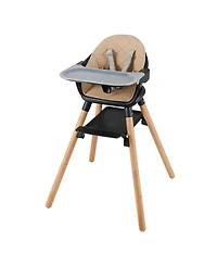 Gouun Baby 6-in-1 Beech Wood Convertible High Chair with Adjustable Footrest and Double Tray