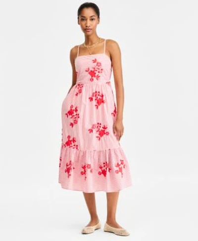 On 34th Womens Cutout Back Tiered Cotton Midi Dress Macys Exclusive