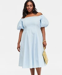 On 34th Trendy Plus Off-The-Shoulder Midi Dress, Macy's Exclusive