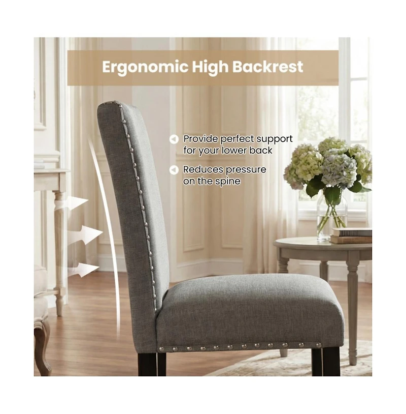 Gouun Nailhead Trim Dining Chairs Set of 2 with Bent Wood Legs and Padded Seat