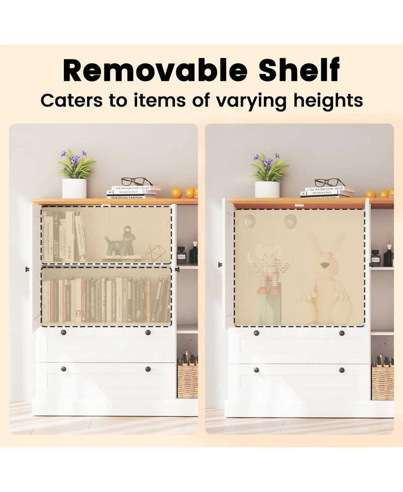 Gouun 47.5 in Kitchen Freestanding Storage Cabinet with 3 Doors, 2 Drawers and 110 lbs Top