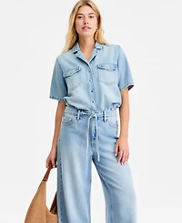 On 34th Women's Soft Denim Button-Front Short-Sleeve Shirt, Macy's Exclusive