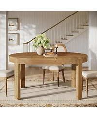 Tribesigns 55" Solid Wood Oval Dining Table for 4, Rustic Kitchen Table with Curved Tabletop Edge for Dining Room