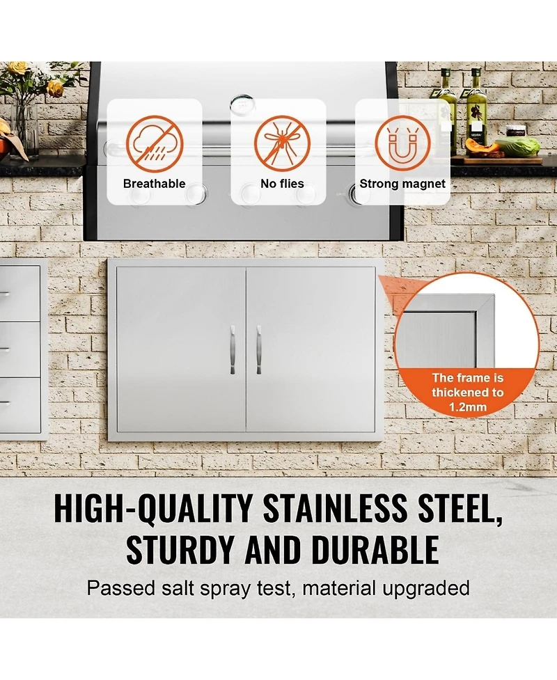 Sugift 36W 24H Double Bbq Access Door for Bbq Island Grilling