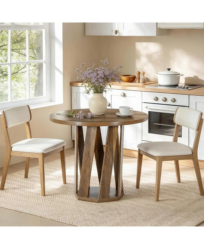 Tribesigns Small Round Dining Table for 2-4 People, 31.5-Inch Farmhouse Wooden Circle Kitchen Table