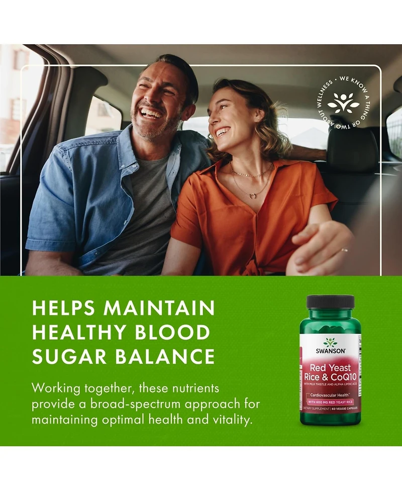 Swanson Traditional Red Yeast Rice and CoQ10 with Milk Thistle and Alpha Lipoic Acid 60 Veg Capsules