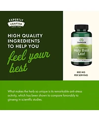 Swanson Holy Basil Leaf (Tulsi) Stress Support and WellBeing Supplement (120 Capsules, 800mg Per Serving)