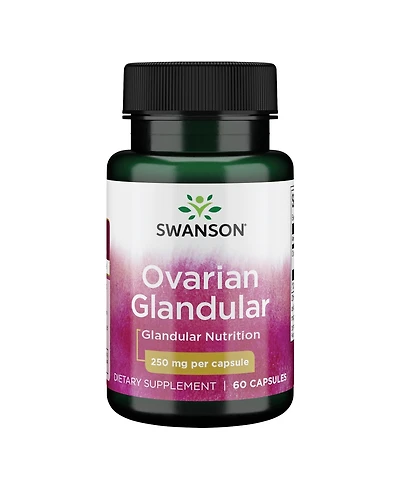 Swanson Ovarian Glandular Supplement Women's Glandular Health and Balance Support Premium Bovine Tissue 60 Capsules, 250mg Each