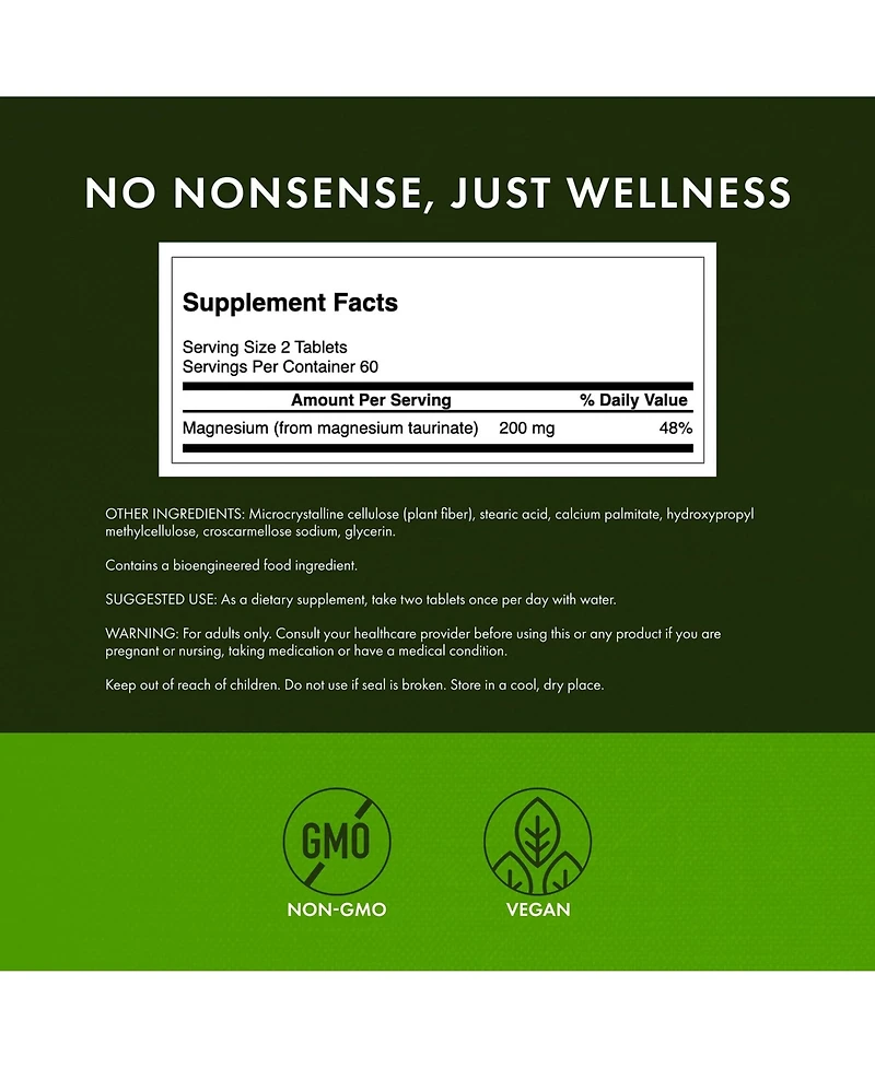 Swanson Magnesium Taurate Mineral Supplement Natural Magnesium and Taurine Formula (120 Tablets, 100mg Each)