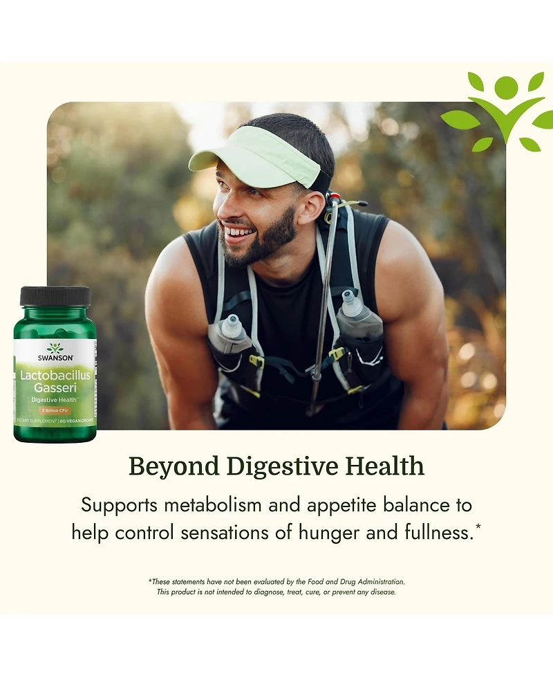 Swanson Lactobacillus Gasseri Probiotic, Digestive Health, Satiety and Fat Metabolism Support, 3 Billion Cfu, 60 Veggie Capsules