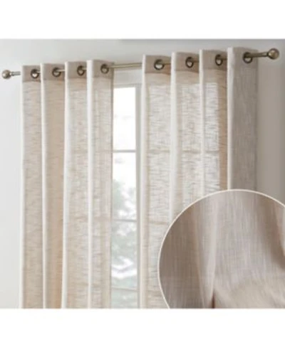 Hlc.Me Madison Faux Linen Textured Semi Sheer Privacy Sun Light Filtering Transparent Window Grommet Long Thick Curtains Drapery Panels For Bedroom Living Room 2 Panels