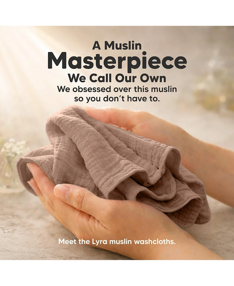 KeaBabies 10 Pack Lyra Muslin Baby Washcloths Large 12x12 Soft Absorbent Cotton Wash Cloths Burp Rags Face Cloth Towel