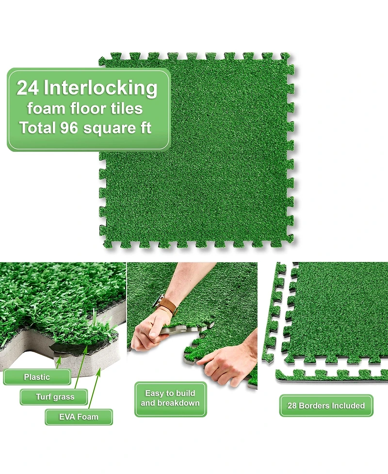Sorbus 24 Piece 24 x 24 in. Interlocking Floor Mat Grass