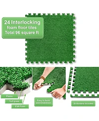 Sorbus 24 Piece 24 x 24 in. Interlocking Floor Mat Grass