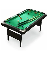 Rainsken 63.8" Foldable Billiards Table, All-in-One Indoor Pool Table Set with Balls, Cues, Chalk, Brush and Triangle Rack for Game Rooms