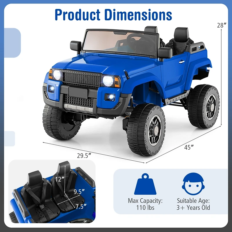 Slickblue Kids 24V Ride-On Car, 2-Seater with Remote Control and 4WD Switchable