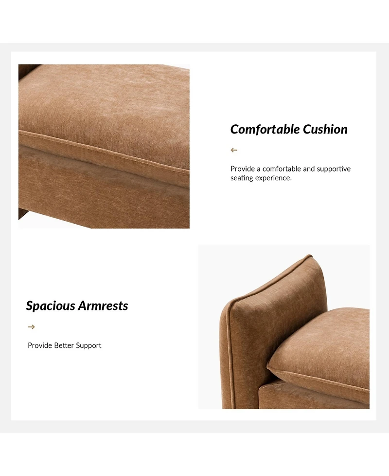 Hulala Home Ella Modern Chenille Fabric Upholstered Bench