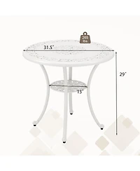 Sugift 31.5 in Round Patio Dining Table for 4 Cast Aluminum with 2-Inch Umbrella Hole