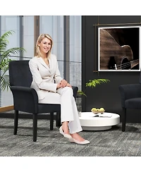 Gouun Upholstered Guest Armchair with Rubber Wood Legs and Padded Armrests