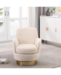 Rainsken 360degree(s) Swivel Barrel Chair, Velvet Upholstered Round Accent Chair with Stainless Steel Base for Living Room, Read Room - (1Piece).