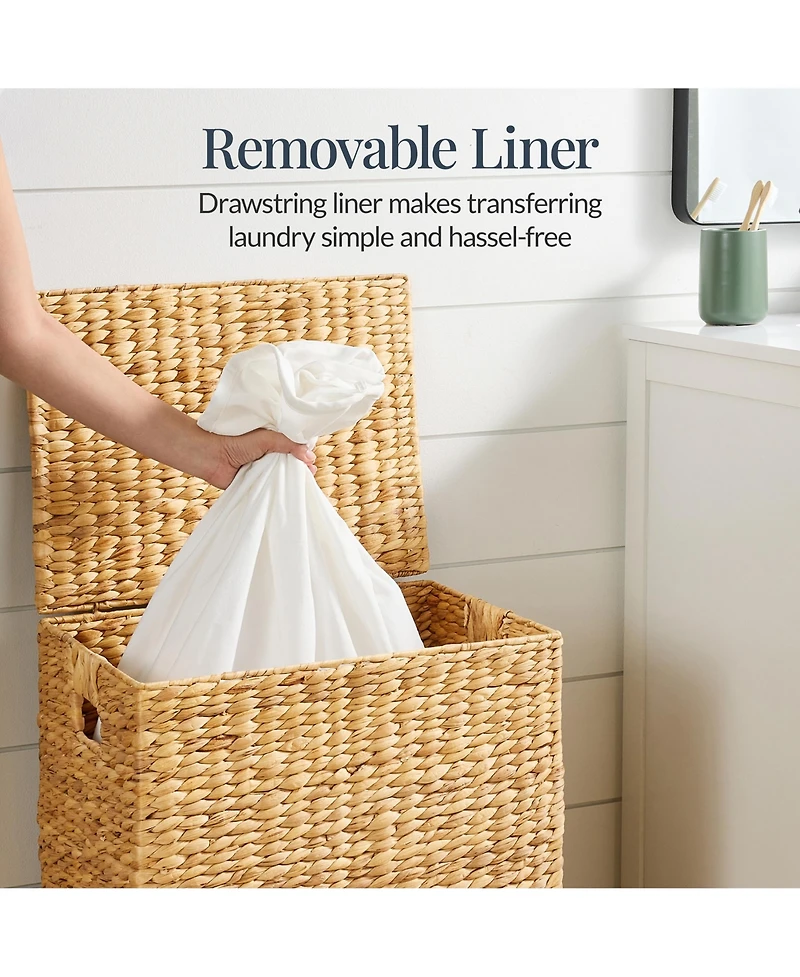 Best Choice Products Laundry Hamper w/ Lid, Handwoven Laundry Basket, w/ Removable Liner and Built-in Handles