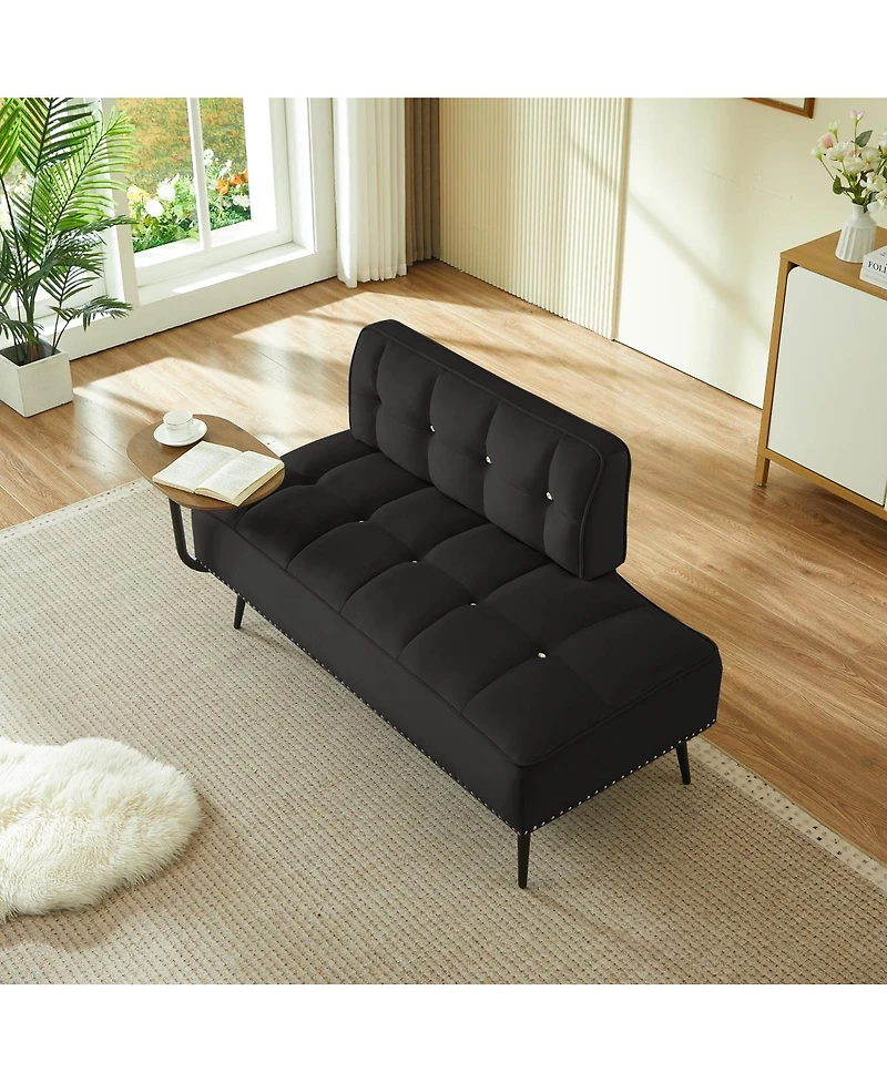 Streamdale Furniture Modern 54" Velvet Loveseat with Rotating Side Table